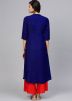 Blue Embroidered Readymade Kurta With Palazzo