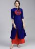 Blue Embroidered Readymade Kurta With Palazzo