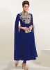 Blue Readymade Party Wear Cape Sleeved Kurta Set