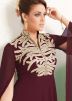 Wine Readymade Party Wear Cape Sleeved Kurta Set