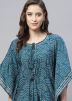 Readymade Blue Printed Kaftan Kurti With Pant