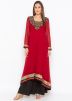 Red Asymmetric Readymade Kurta With Palazzo Set