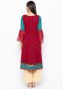 Red Readymade Hand Embroidered Kurta Set