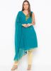 Blue Asymmetric Readymade Kurta With Pant Set