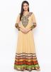 Cream Readymade Hand Embroidered Anarkali Kurta Set