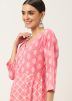 Pink Cotton Abstract Printed Kurti