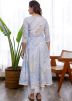 Blue Printed Flared Style Kurta With Pant