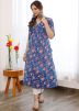 Blue Hand Block Print Kurta Set In Cotton