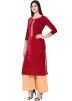 Red Straight Cut Readymade Kurta With Palazzo