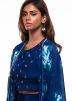 Blue Embroidered Cape Style Draped Skirt Set