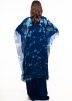 Blue Embroidered Cape Style Draped Skirt Set