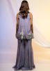 Purple Embroidered Top & Palazzo Set In Organza