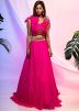 Readymade Pink Embroidered Chiffon Skirt Set & Dupatta