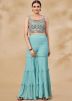 Blue Readymade Embroidered Top And Palazzo Set