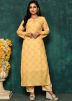 Yellow Readymade Printed Kurta Set In Cotton