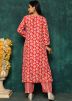 Orange Readymade Printed Kurta Set In Cotton