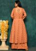 Orange Readymade Bandhej Printed Kurta Set In Cotton