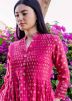 Pink Printed Readymade Kurta Set In Chanderi