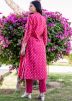 Pink Printed Readymade Kurta Set In Chanderi