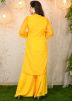 Readymade Yellow Mirror Worked Kurta With Palazzo