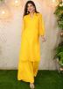 Readymade Yellow Mirror Worked Kurta With Palazzo