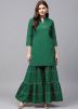 Readymade Green Gota Patti Rayon Kurti & Sharara