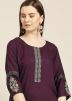 Readymade Maroon Zari Embroidered Kurta & Palazzo