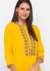 Readymade Yellow Rayon Embroidered Kurta & Palazzo