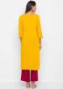 Readymade Yellow Rayon Embroidered Kurta & Palazzo