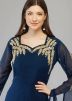 Readymade Blue Embroidered Kurta With Churidaar