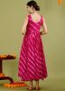 Pink Leheria Print Flared Kurta Set