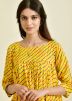 Readymade Yellow Kurta Set In Leheria Print