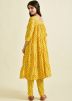 Readymade Yellow Kurta Set In Leheria Print