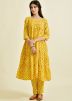 Readymade Yellow Kurta Set In Leheria Print