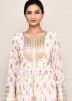 White Floral Print Anarkali Salwar Suit Set