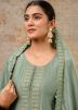 Green Sequin Work Salwar Suit Set