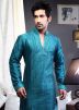 Readymade Blue Art Silk Kurta Pyjama