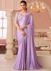 Purple Sequins Work Chiffon Saree