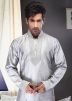 Readymade Silver Art Silk Kurta Pyjama