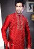 Readymade Red Art Silk Kurta Pyjama