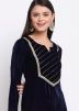 Blue Readymade Embroidered Kurta Set