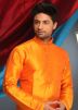 Readymade Orange Art Silk Kurta Pyjama