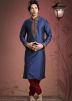 Readymade Blue Art Silk Kurta Pyjama