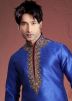 Readymade Royal Blue Jacquard Kurta Pyjama