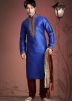 Readymade Royal Blue Jacquard Kurta Pyjama