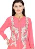 Pink Embroidered Kurta Set In Georgette