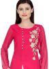 Pink Embroidered Kurta Set In Georgette