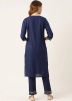 Navy Blue Embroidered Kurta Set