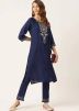 Navy Blue Embroidered Kurta Set