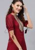 Maroon Readymade Embroidered Kurta Set